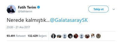 Galatasaray’dan Fatih Terim paylaşımı