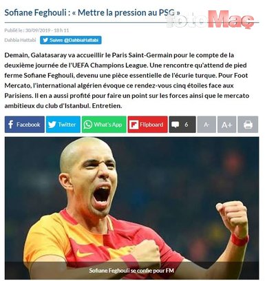 Sofiane Feghouli PSG maçı öncesi konuştu: Mbappe olmasa da...