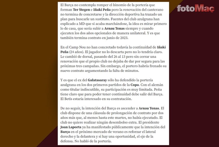 Galatasaray'ın gözdesi Inaki Pena için Barcelona'nın kararı belli oldu!