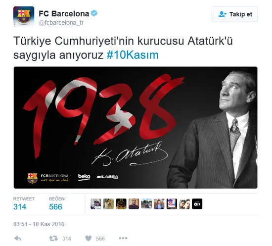 Barcelona'dan '10 Kasım' mesajı - 1