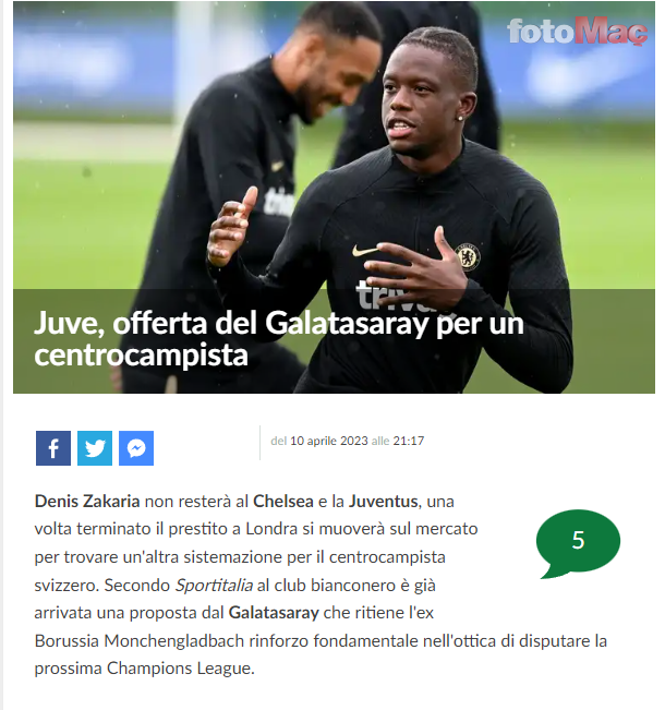 İtalya'dan flaş iddia: Galatasaray Chelsea'nin yıldızı Denis Zakaria'ya transfer teklifi yaptı!