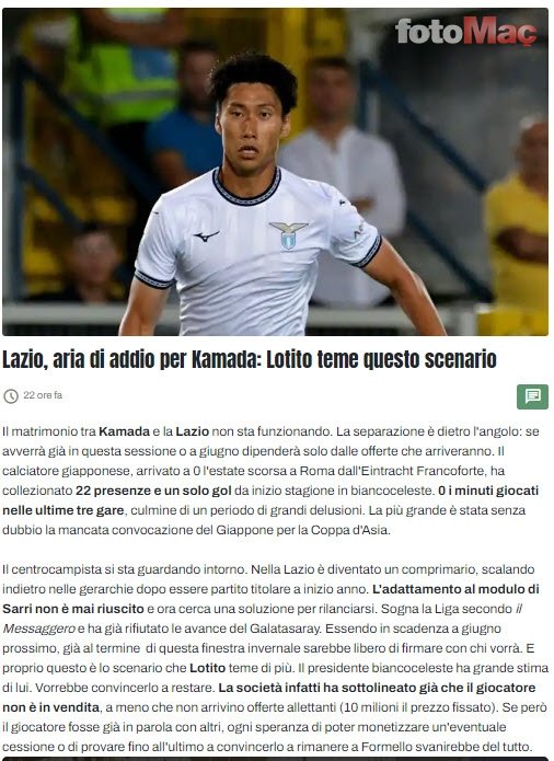 Lazio'dan ayrılıyor! Kamada'dan G.Saray'a sözleşme yanıtı!