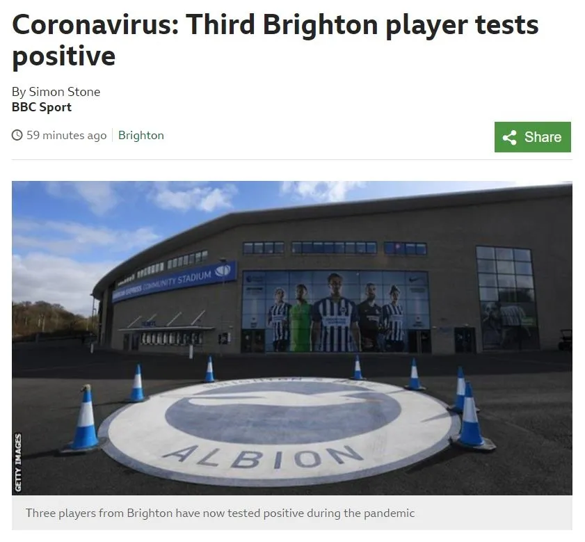 Brighton & Hove Albion'da 3. corona virüsü vakası! Premier Lig... - 1