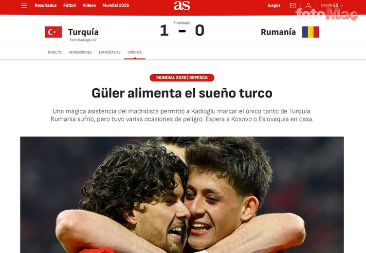 Milli Takım'ın Romanya zaferi dış basında! Arda Güler'e övgüler yağdı