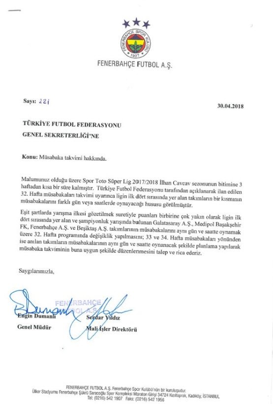 Fenerbahce Den Tff Ye Basvuru Son Dakika Fenerbahce Haberleri Fotomac