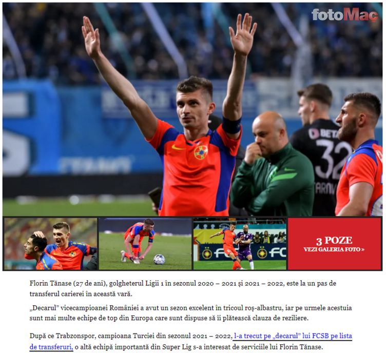 Rumen basını duyurdu! Trabzonspor Florin Tanase için devrede