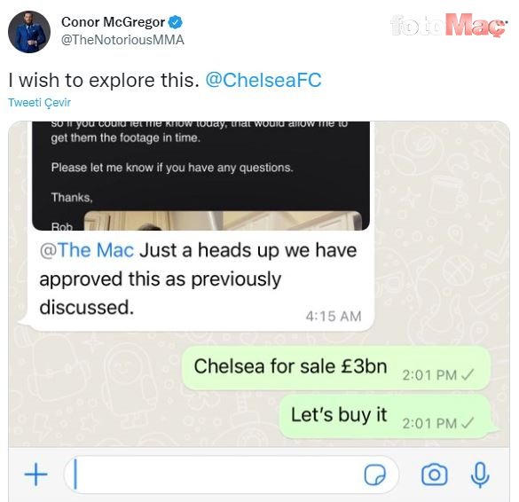 Son dakika spor haberleri: İrlandalı sporcu Conor McGregor Chelsea'yi almak istediğini açıkladı