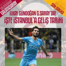<p>Süper Lig devlerinden Galatasaray'da flaş gelişmeler yaşanıyor. Son olarak sarı-kırmızılıların, İlkay Gündoğan transferinde mutlu sona ulaştığı öğrenildi.</p>

<p>A Spor'da yer alan habere göre; yıldız isim yarın sabah İstanbul'da olacak.</p>

<p>Detaylar birazdan gelecek...</p>