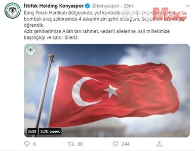 Süper Lig ekiplerinden Barış Pınarı Harekatı şehitleri için başsağlığı mesajı!