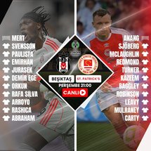 <p><strong><a href="https://www.fotomac.com.tr/canli-skor/2025/08/14/uefa-conference-league-25-26/besiktas-st_patricks_athletic-maci-62247870" target="_blank"><span style="background-color:#FFFF99">Beşiktaş - St Patricks maçını canlı takip etmek için tıklayın...</span></a></strong></p>

<p>Beşiktaş, UEFA Konferans Ligi 3. Eleme Turu rövanşında, ilk maçta 4-1 mağlup ettiği St. Patricks ile karşı karşıya geliyor. İrlanda ekibine karşı deplasmanda kurduğu üstünlükle play-off için büyük avantaj sağlayan siyah beyazlılar, taraftarının önünde tur atlamayı hedefliyor.</p>

<p>Mücadeleyi haberimizden canlı olarak takip edebilirsiniz.</p>

<p><img alt="" data-pimg="https://iaftm.tmgrup.com.tr/6b0655/0/0/0/0/0/0?u=https://iftm.tmgrup.com.tr/2025/08/14/besiktas-st-patricks-maci-hangi-kanalda-besiktas-st-patricks-maci-ne-zaman-saat-kacta-konferans-ligi-3-on-elem-1755154136285.jpeg&amp;mw=1366" src="https://iaftm.tmgrup.com.tr/4fe581/0/0/0/0/0/0?u=https://iftm.tmgrup.com.tr/2025/08/14/besiktas-st-patricks-maci-hangi-kanalda-besiktas-st-patricks-maci-ne-zaman-saat-kacta-konferans-ligi-3-on-elem-1755154136285.jpeg&amp;mw=700" style="height:467px; width:700px" title="besiktas-st-patricks-maci-hangi-kanalda-besiktas-st-patricks-maci-ne-zaman-saat-kacta-konferans-ligi-3-on-elem-1755154136285.jpeg"></p>

<p><strong><span style="color:#FFFFFF"><span style="background-color:#000000">BEŞİKTAŞ-ST. PATRICK'S MAÇI İLK 11'LER</span></span></strong></p>

<p><strong>Beşiktaş:</strong> Mert, Svensson, Paulista, Emirhan, Jurasek, Demir Ege, Orkun, Rafa Silva, Arroyo, Rashica, Abraham</p>

<p><strong>St. Patrick's: </strong>Anang, Sjöberg, Mclaughlin, Redmond, Turner, Kazeem, Baggley, Robinson, Leavy, Mulraney, Carty</p>

<p><a href="https://www.fotomac.com.tr/canli-skor/2025/08/14/uefa-conference-league-25-26/besiktas-st_patricks_athletic-maci-62247870" target="_blank"><img alt="" src="https://iftm.tmgrup.com.tr/2025/08/14/besiktas-st-patricks-canli-1755192815011.gif" title="besiktas-st-patricks-canli-1755192815011.gif"></a><strong><span style="color:#FFFFFF"><span style="background-color:#000000">BEŞİKTAŞ-ST PATRİCKS MAÇI NE ZAMAN, SAAT KAÇTA, HANGİ KANALDA?</span></span></strong></p>

<p>Beşiktaş-St Patricks maçı 14 Ağustos Perşembe günü saat 21.00'de başladı. Tüpraş Stadyumu'nda oynanan karşılaşma HT Spor ekranlarından canlı yayınlanıyor.</p>

<div class="ContentRelation ftm" data-close-button="true" relation-id="a3d344ea-17f9-4ed4-9590-89e1c261fde9" slave-id="11b9cc64-2da9-441d-a6d4-e64ccb3bf1aa" template="76" title="besiktasin-konferans-ligi-play-off-turundaki-rakibi-belli-oldu" type="HABER">
<div class="news-similar blue">
<div class="pic-area"><a href="/besiktas/2025/08/14/besiktasin-konferans-ligi-play-off-turundaki-rakibi-belli-oldu"><img src="https://iaftm.tmgrup.com.tr/300877/176/105/0/0/800/477?u=https://iftm.tmgrup.com.tr/2025/08/14/besiktasin-konferans-ligi-play-off-turundaki-rakibi-belli-oldu-1755187426259.jpeg" style="height:105px; width:176px"> </a></div>
<a class="news-title" href="/besiktas/2025/08/14/besiktasin-konferans-ligi-play-off-turundaki-rakibi-belli-oldu"><span class="title-wrapper"> <span> Beşiktaş'ın play-off turundaki rakibi belli oldu! </span> <span class="read-more"> <span href="/besiktas/2025/08/14/besiktasin-konferans-ligi-play-off-turundaki-rakibi-belli-oldu"> Devamını Oku <i class="flatWeb flaticon-next"></i> </span> </span> </span> <span class="next-news"> <span href="/besiktas/2025/08/14/besiktasin-konferans-ligi-play-off-turundaki-rakibi-belli-oldu"> BUNU DA OKU <i class="flatWeb flaticon-comment"></i> </span> </span> </a></div>
</div>

<p><strong><span style="color:#FFFFFF"><span style="background-color:#000000">İLK HEDEF PLAY-OFF </span></span></strong></p>

<p>UEFA Avrupa Ligi'ne Shakhtar Donetsk karşısında aldığı yenilgilerin ardından 2. eleme turunda veda eden Beşiktaş, yoluna UEFA Konferans Ligi'nde devam ediyor. Kartal, Tüpraş Stadyumu'nda İrlanda temsilcisi St. Patrick's ile karşı karşıya geliyor. Deplasmanda oynanan ilk maçta elde ettikleri 4-1'lik galibiyetin avantajıyla rövanş maçına çıkan siyah-beyazlılarda hedef play-offlara kalmak.</p>

<div class="ContentRelation ftm" data-close-button="true" relation-id="075a86e2-2809-4a1a-875f-038c5e8d3dfc" slave-id="6ba0db7a-86c4-415e-95be-58cf40ac1897" template="76" title="besiktas-st-patricks-macinda-penalti-karari-baslama-dudugu-henuz-calmisti-ki" type="HABER">
<div class="news-similar blue">
<div class="pic-area"><a href="/besiktas/2025/08/14/besiktas-st-patricks-macinda-penalti-karari-baslama-dudugu-henuz-calmisti-ki"><img src="https://iaftm.tmgrup.com.tr/ea8c2b/176/105/0/143/2048/1365?u=https://iftm.tmgrup.com.tr/2025/08/14/besiktas-st-patricks-macinda-penalti-karari-baslama-dudugu-henuz-calmisti-ki-1755195386387.jpg" style="height:105px; width:176px"> </a></div>
<a class="news-title" href="/besiktas/2025/08/14/besiktas-st-patricks-macinda-penalti-karari-baslama-dudugu-henuz-calmisti-ki"><span class="title-wrapper"> <span> Beşiktaş maçının ilk dakikasında penaltı! </span> <span class="read-more"> <span href="/besiktas/2025/08/14/besiktas-st-patricks-macinda-penalti-karari-baslama-dudugu-henuz-calmisti-ki"> Devamını Oku <i class="flatWeb flaticon-next"></i> </span> </span> </span> <span class="next-news"> <span href="/besiktas/2025/08/14/besiktas-st-patricks-macinda-penalti-karari-baslama-dudugu-henuz-calmisti-ki"> BUNU DA OKU <i class="flatWeb flaticon-comment"></i> </span> </span> </a></div>
</div>

<p><img alt="" data-pimg="https://iaftm.tmgrup.com.tr/1535b0/0/0/0/0/0/0?u=https://iftm.tmgrup.com.tr/2025/08/14/besiktas-st-patricks-maci-hangi-kanalda-besiktas-st-patricks-maci-ne-zaman-saat-kacta-konferans-ligi-3-on-elem-1755154137795.jpeg&amp;mw=1366" src="https://iaftm.tmgrup.com.tr/0538dd/0/0/0/0/0/0?u=https://iftm.tmgrup.com.tr/2025/08/14/besiktas-st-patricks-maci-hangi-kanalda-besiktas-st-patricks-maci-ne-zaman-saat-kacta-konferans-ligi-3-on-elem-1755154137795.jpeg&amp;mw=700" style="height:467px; width:700px" title="besiktas-st-patricks-maci-hangi-kanalda-besiktas-st-patricks-maci-ne-zaman-saat-kacta-konferans-ligi-3-on-elem-1755154137795.jpeg"></p>

<p><strong><span style="color:#FFFFFF"><span style="background-color:#000000">AVRUPA KUPALARINDA 256. MAÇ</span></span></strong></p>

<p><strong><span style="background-color:#FFFF00"></span></strong>Beşiktaş, St. Patrick's ile oynayacağı müsabakayla birlikte Avrupa kupalarındaki 256. maçına çıkıyor. Siyah-beyazlılar geride kalan 255 mücadelede 96 galibiyet, 49 beraberlik ve 110 mağlubiyet aldı. Rakip fileleri 344 kez havalandıran Kartal, kalesinde ise 391 gole engel olamadı.</p>

<div class="ContentRelation ftm" data-close-button="true" relation-id="9327bd18-2b1c-4706-92f1-72dc1998f342" slave-id="76ee599e-a85e-402f-b718-0a88a4237967" template="76" title="besiktasli-taraftarlardan-islikli-protesto" type="HABER">
<div class="news-similar blue">
<div class="pic-area"><a href="/besiktas/2025/08/14/besiktasli-taraftarlardan-islikli-protesto"><img src="https://iaftm.tmgrup.com.tr/94fbb2/176/105/0/0/800/476?u=https://iftm.tmgrup.com.tr/2025/08/14/besiktasli-taraftarlardan-islikli-protesto-1755196786945.png" style="height:105px; width:176px"> </a></div>
<a class="news-title" href="/besiktas/2025/08/14/besiktasli-taraftarlardan-islikli-protesto"><span class="title-wrapper"> <span> Beşiktaşlı taraftarlardan ıslıklı protesto! </span> <span class="read-more"> <span href="/besiktas/2025/08/14/besiktasli-taraftarlardan-islikli-protesto"> Devamını Oku <i class="flatWeb flaticon-next"></i> </span> </span> </span> <span class="next-news"> <span href="/besiktas/2025/08/14/besiktasli-taraftarlardan-islikli-protesto"> BUNU DA OKU <i class="flatWeb flaticon-comment"></i> </span> </span> </a></div>
</div>

<p> </p>