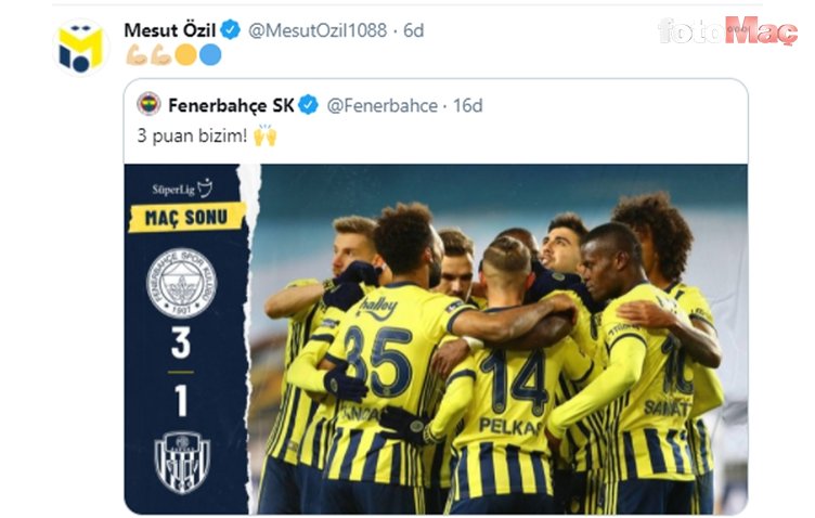 Son dakika: Fenerbahçe'nin yeni transferi Mesut Özil'den Ankaragücü galibiyeti sonrası paylaşım!