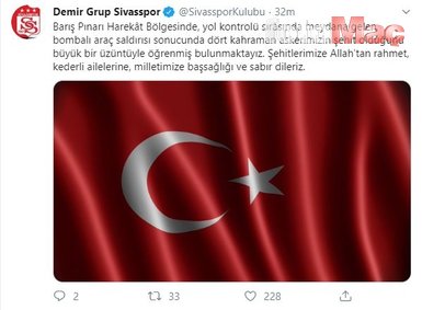 Süper Lig ekiplerinden Barış Pınarı Harekatı şehitleri için başsağlığı mesajı!