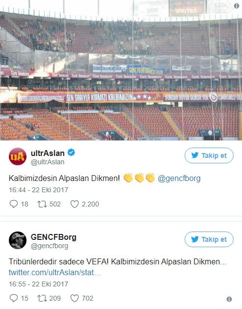 F.Bahçe taraftarından ’Alpaslan Dikmen’ pankartı