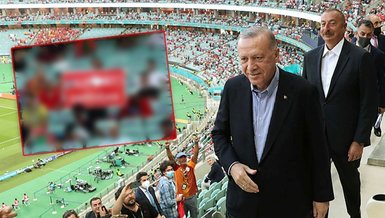 Türkiye Galler maçında dikkat çeken Başkan Erdoğan pankartı
