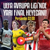 <p>UEFA Avrupa Ligi'nde yarı final heyecanı 1 Mayıs Perşembe günü saat 22:00'da başladı. Eşleşmelerin ilk turunda avantaj kovalayan takımların nefes kesen mücadelelerini haberimizden canlı olarak izleyebilirsiniz.</p>

<p><strong><span style="color:#FFFFFF"><span style="background-color:#FF0000">ATHLETIC BILBAO-MANCHESTER UNITED MAÇI İLK 11'LER</span></span></strong></p>

<p><strong>Athletic Bilbao:</strong> Agirrezabala, De Marcos, Vivian, Alvarez, Berchiche, Galarreta, Jaureguizar, Inaki Williams, Berenguer, Nico Williams, Sannadi</p>

<p><strong>Manchester United: </strong>Onana, Yoro, Maguire, Lindelöf, Mazraoui, Ugarte, Casemiro, Dorgu, Fernandes, Garnacho, Hojlund</p>

<p><a href="https://www.tabii.com/tr/watch/live/trt1?trackId=150002" target="_blank" rel="nofollow"><img alt="" src="https://iftm.tmgrup.com.tr/2025/05/01/uefa-avrupa-ligi-canli-yari-final-1746124838108.gif" title="uefa-avrupa-ligi-canli-yari-final-1746124838108.gif"></a></p>

<p><strong><span style="color:#FFFFFF"><span style="background-color:#FF0000">TOTTENHAM-BODO/GLIMT MAÇI İLK 11'LER</span></span></strong></p>

<p><strong>Tottenham:</strong> Vicario, Porro, Romero, Van de Veen, Udogie, Bissouma, Bentancur, Maddison, Johnson, Solanke, Richarlison</p>

<p><strong>Bodo/Glimt:</strong> Haikin, Sjovold, Nielsen, Gundersen, Bjorkan, Fet, Hauge, Saltnes, Maatta, Blomberg, Hogh</p>

<p><a href="https://www.trtspor.com.tr/canli-yayin-izle/trt-spor" target="_blank" rel="nofollow"><img alt="" src="https://iftm.tmgrup.com.tr/2025/05/01/uefa-avrupa-ligi-canli-yari-final-1746124838108.gif" title="uefa-avrupa-ligi-canli-yari-final-1746124838108.gif"></a></p>