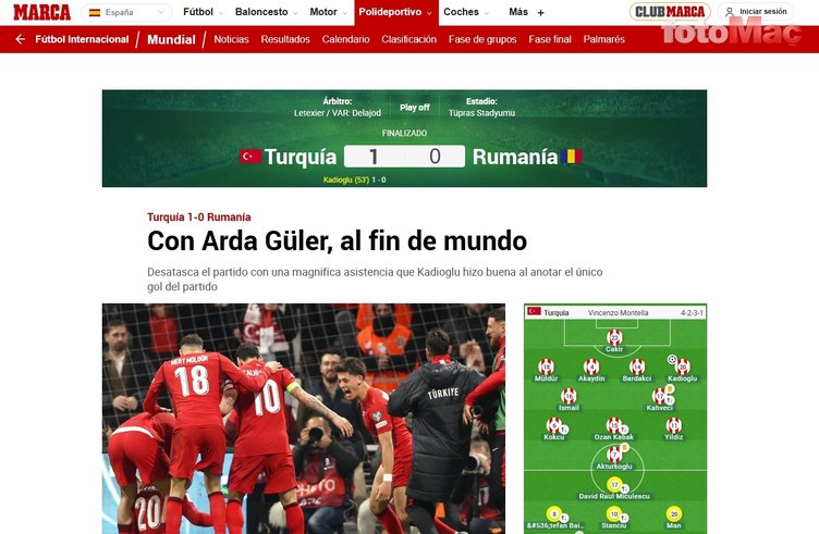 Milli Takım'ın Romanya zaferi dış basında! Arda Güler'e övgüler yağdı