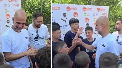 Guardiola, Filistinli çocukları ağırladı!